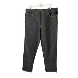 Lands‎ End Jeans Mens 37 Blue Dark Wash Square Rigger Straight Stretch Waist New